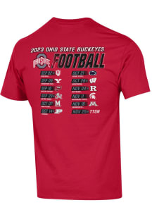 Champion Ohio State Buckeyes Red 2023 Football Schedule Short Sleeve T Shirt
