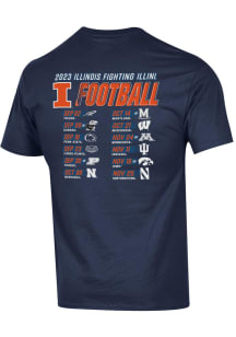 Champion Illinois Fighting Illini Navy Blue 2023 Football Schedule Short Sleeve T Shirt
