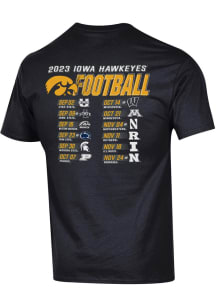 Iowa Hawkeyes Black Champion 2023 Football Schedule Short Sleeve T Shirt