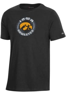 Youth Iowa Hawkeyes Black Champion Circle Mascot Short Sleeve T-Shirt