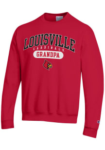 Champion Louisville Cardinals Mens Red Grandpa Pill Long Sleeve Crew Sweatshirt