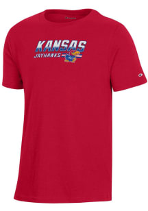 Champion Kansas Jayhawks Youth Red Ombre Wordmark Short Sleeve T-Shirt
