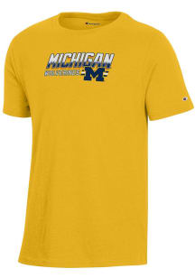 Champion Michigan Wolverines Youth Yellow Ombre Wordmark Short Sleeve T-Shirt