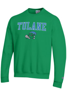 Champion Tulane Green Wave Mens Green Arch Mascot Long Sleeve Crew Sweatshirt
