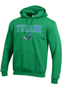 Champion Tulane Green Wave Mens Green Arch Mascot Long Sleeve Hoodie