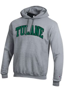 Champion Tulane Green Wave Mens Grey Twill Long Sleeve Hoodie