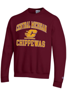 Champion Central Michigan Chippewas Mens Maroon Number One Long Sleeve Crew Sweatshirt