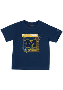 Toddler Michigan Wolverines Navy Blue Champion Lightning Short Sleeve T-Shirt