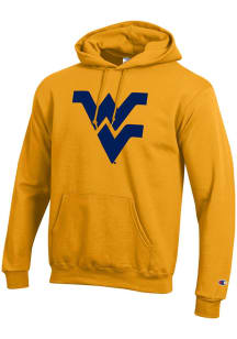 Champion West Virginia Mountaineers Mens Gold Twill Primary Logo Long Sleeve Hoodie