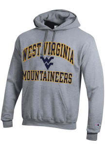 Champion West Virginia Mountaineers Mens Grey No 1 Graphic Long Sleeve Hoodie