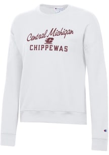 Champion Central Michigan Chippewas Womens White Powerblend Crew Sweatshirt