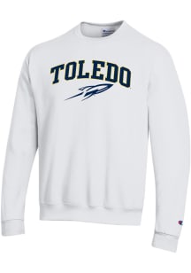 Champion Toledo Rockets Mens White Arch Mascot Long Sleeve Crew Sweatshirt