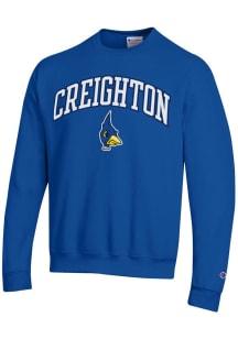 Champion Creighton Bluejays Mens Blue Vintage Arch Mascot Long Sleeve Crew Sweatshirt