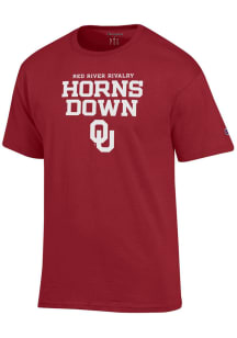Champion Oklahoma Sooners Crimson Red River Horns Down Short Sleeve T Shirt