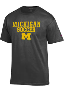 Champion Michigan Wolverines Grey Stacked Soccer Short Sleeve T Shirt