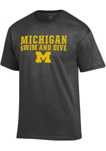 Champion Michigan Wolverines Grey Stacked Swimming and Diving Short Sleeve T Shirt