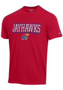 Champion Kansas Jayhawks Red Stadium High Density Short Sleeve T Shirt