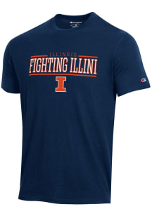 Champion Illinois Fighting Illini Navy Blue Stadium High Density Short Sleeve T Shirt