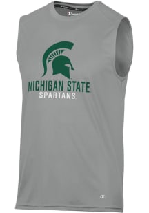 Champion Michigan State Spartans Mens Grey Stadium Impact Short Sleeve Tank Top