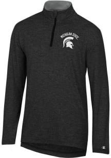 Champion Michigan State Spartans Mens Charcoal Stadium Sueded Long Sleeve 1/4 Zip Pullover