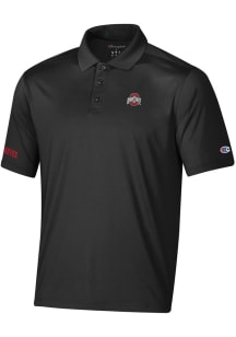 Mens Ohio State Buckeyes Black Champion Stadium Essential Short Sleeve Polo Shirt