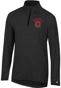Champion Ohio State Buckeyes Mens Charcoal Stadium Sueded Long Sleeve 1/4 Zip Pullover