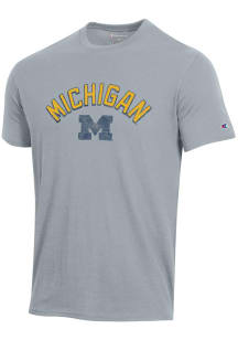 Champion Michigan Wolverines Grey Stadium Flocking Short Sleeve T Shirt