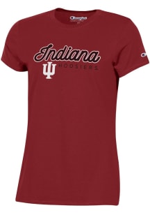 Champion Indiana Hoosiers Womens Red Classic Glitter Short Sleeve T-Shirt