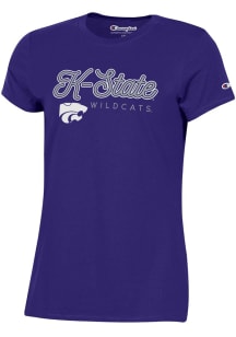 Champion K-State Wildcats Womens Purple Classic Glitter Short Sleeve T-Shirt