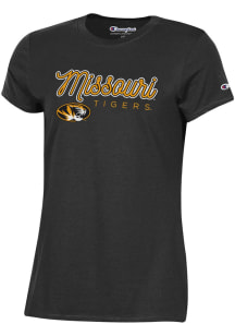 Champion Missouri Tigers Womens Black Classic Glitter Short Sleeve T-Shirt