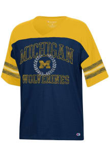 Champion Michigan Wolverines Womens Navy Blue Fan Short Sleeve T-Shirt