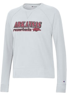 Champion Arkansas Razorbacks Womens White Raglan Crew Sweatshirt