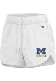 Womens Michigan Wolverines White Champion Curved Shorts