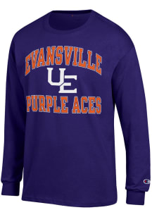 Champion Evansville Purple Aces Purple Number One Design Long Sleeve T Shirt