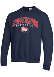 Champion Shippensburg Raiders Mens Navy Blue Arch Mascot Long Sleeve Crew Sweatshirt