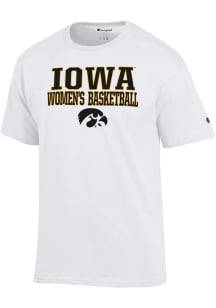 Champion Iowa Hawkeyes White Stacked Womens Basketball Short Sleeve T Shirt