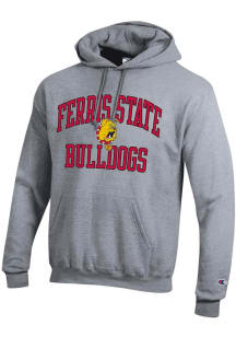 Champion Ferris State Bulldogs Mens Grey Number One Graphic Long Sleeve Hoodie