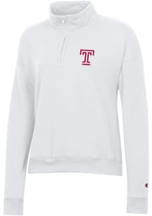 Champion Temple Owls Womens White Powerblend 1/4 Zip Pullover