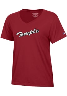 Champion Temple Owls Womens Cardinal Core Short Sleeve T-Shirt