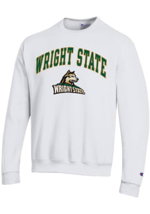 Champion Wright State Raiders Mens White Arch Mascot Long Sleeve Crew Sweatshirt