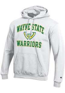 Champion Wayne State Warriors Mens White Number One Long Sleeve Hoodie