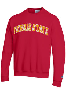 Champion Ferris State Bulldogs Mens Red Arch Name Long Sleeve Crew Sweatshirt