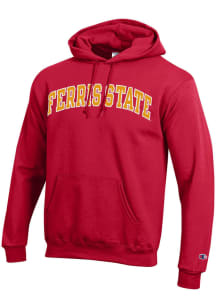 Champion Ferris State Bulldogs Mens Red Arch Name Long Sleeve Hoodie