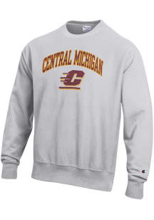 Champion Central Michigan Chippewas Mens Grey Arch Mascot Long Sleeve Crew Sweatshirt