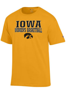 Champion Iowa Hawkeyes Gold Stacked Womens Basketball Short Sleeve T Shirt