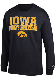 Champion Iowa Hawkeyes Black Stacked Womens Basketball Long Sleeve T Shirt