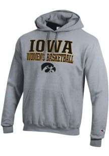 Champion Iowa Hawkeyes Mens Grey Stacked Womens Basketball Long Sleeve Hoodie