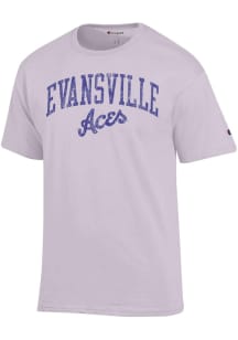 Champion Evansville Purple Aces Lavender Distressed Print Short Sleeve T Shirt