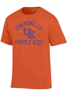 Champion Evansville Purple Aces Orange Retro Logo Short Sleeve T Shirt
