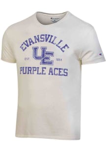Champion Evansville Purple Aces White Retro Logo Short Sleeve Fashion T Shirt
